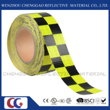 Fluorescent and Black Checkered Adhesive Reflective Safety Warning Tape (C3500-G)